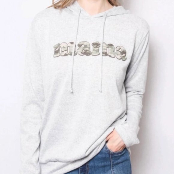 Women's 'MAMA' Camo Print Comfy Hoodie Size Small - Picture 1 of 8